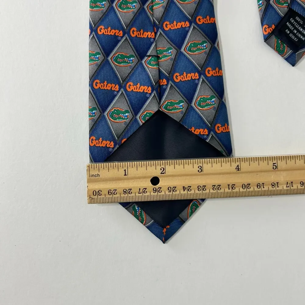 Vintage University of Florida Tie 100% Silk Gators Neck Tie College Blue Orange